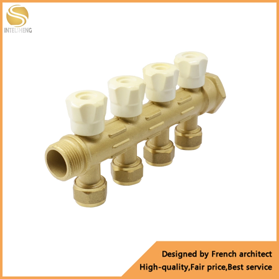 3 Way Manifold Parts Brass Fitting for Floor Heating System with Flow Meters