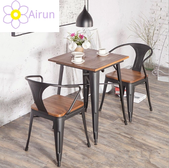 Industrial Vintage Multi Color Distress Finish Square Dining Table Metal Restaurant, Cafe Hotel Square Metal Dining Table