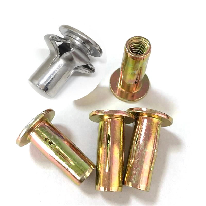 M6 M8 M10 Zinc Plated Nutsert Rivnut Large Flange Slotted Body Cross Bulb Split Rivet Nut