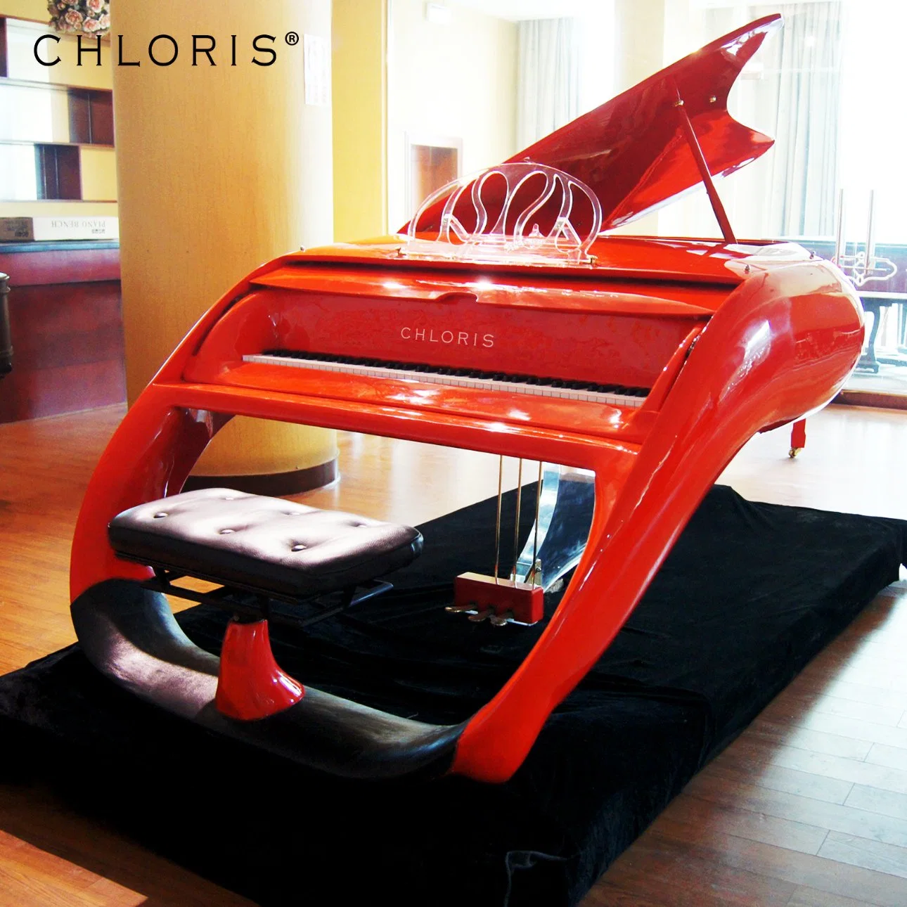 Red Polish Hotel Furniture Pegasus Concert Car Grand Piano Hg-C1 Depth: 2660mm