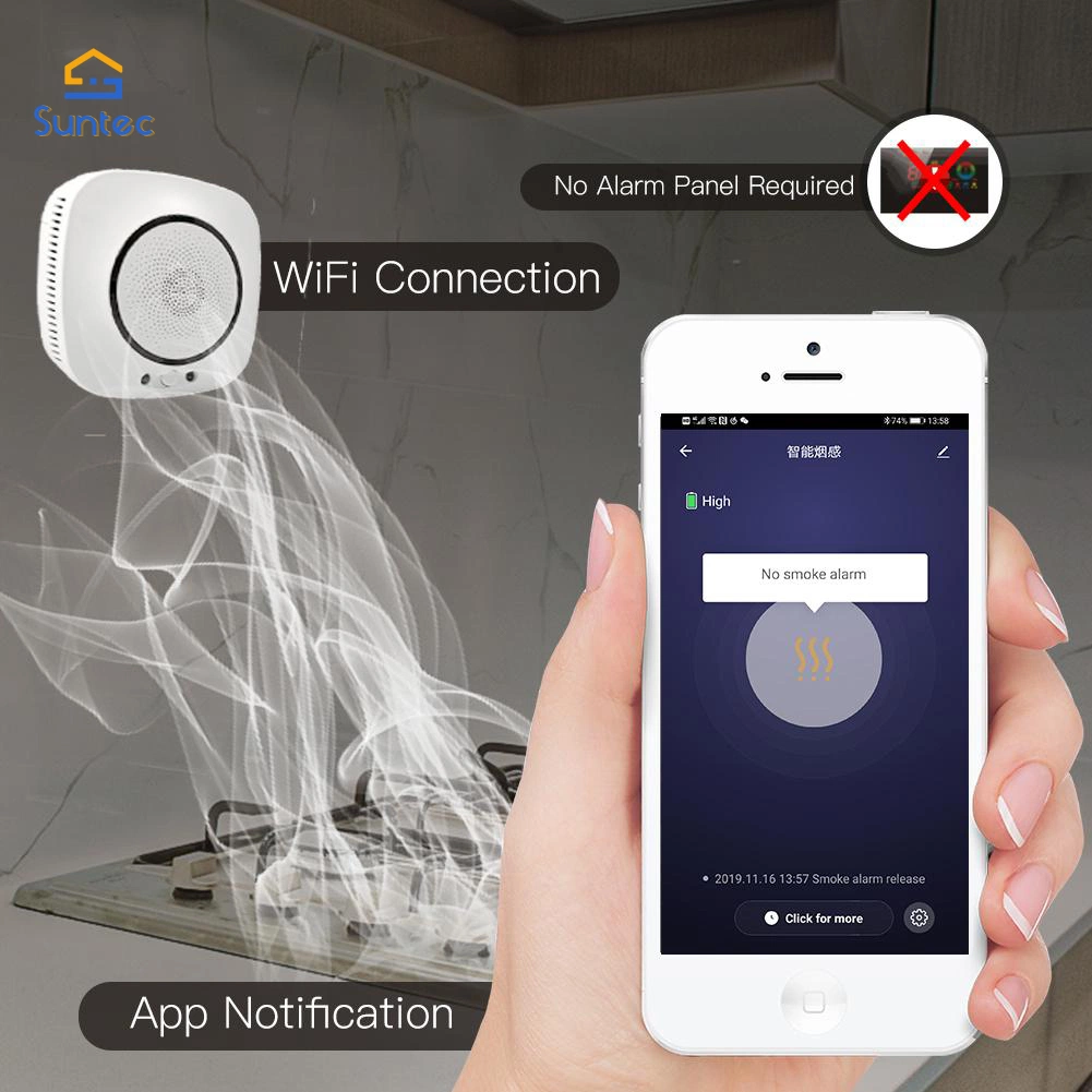 WiFi Smart Co Gas Sensor APP Notification Alerts Home Alarm Security Detector