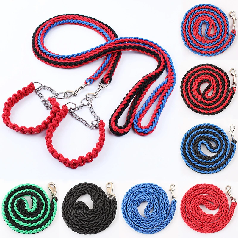 Pet resistentes correas ocho Strand Ronda gran fuerte cuerda doble cuerda Perro Collar caminar