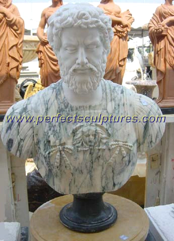 En el interior de la piedra romana tallada en mármol escultura cabeza soldado guerrero de la talla Busto estatua decorativa para el hogar (SY-S315)