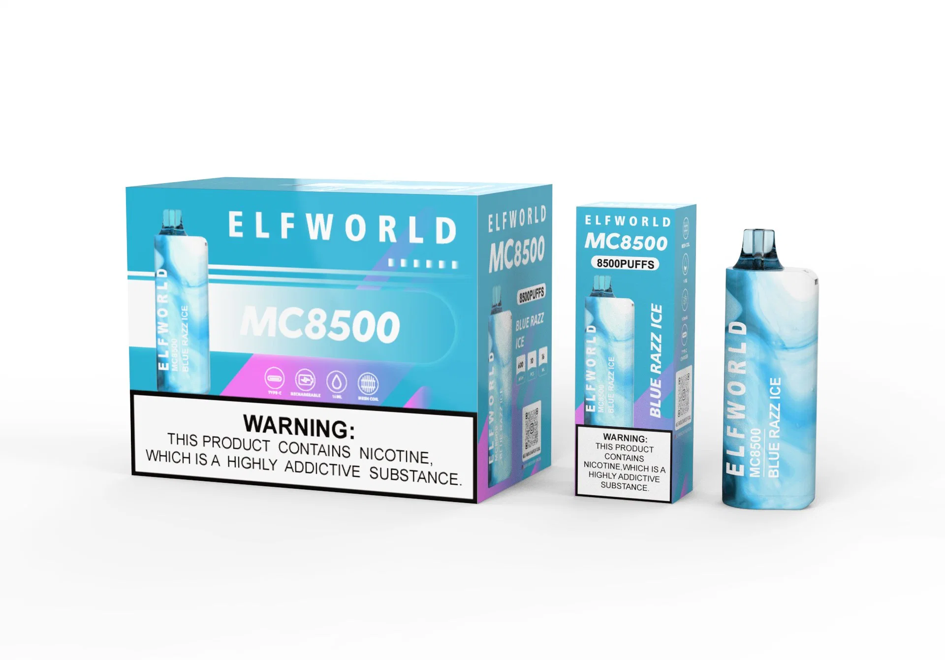 الجملة الأصلي العلامة التجارية Elfworld Mc 8500 Putffs Disposable/Chargeable Vape القلم