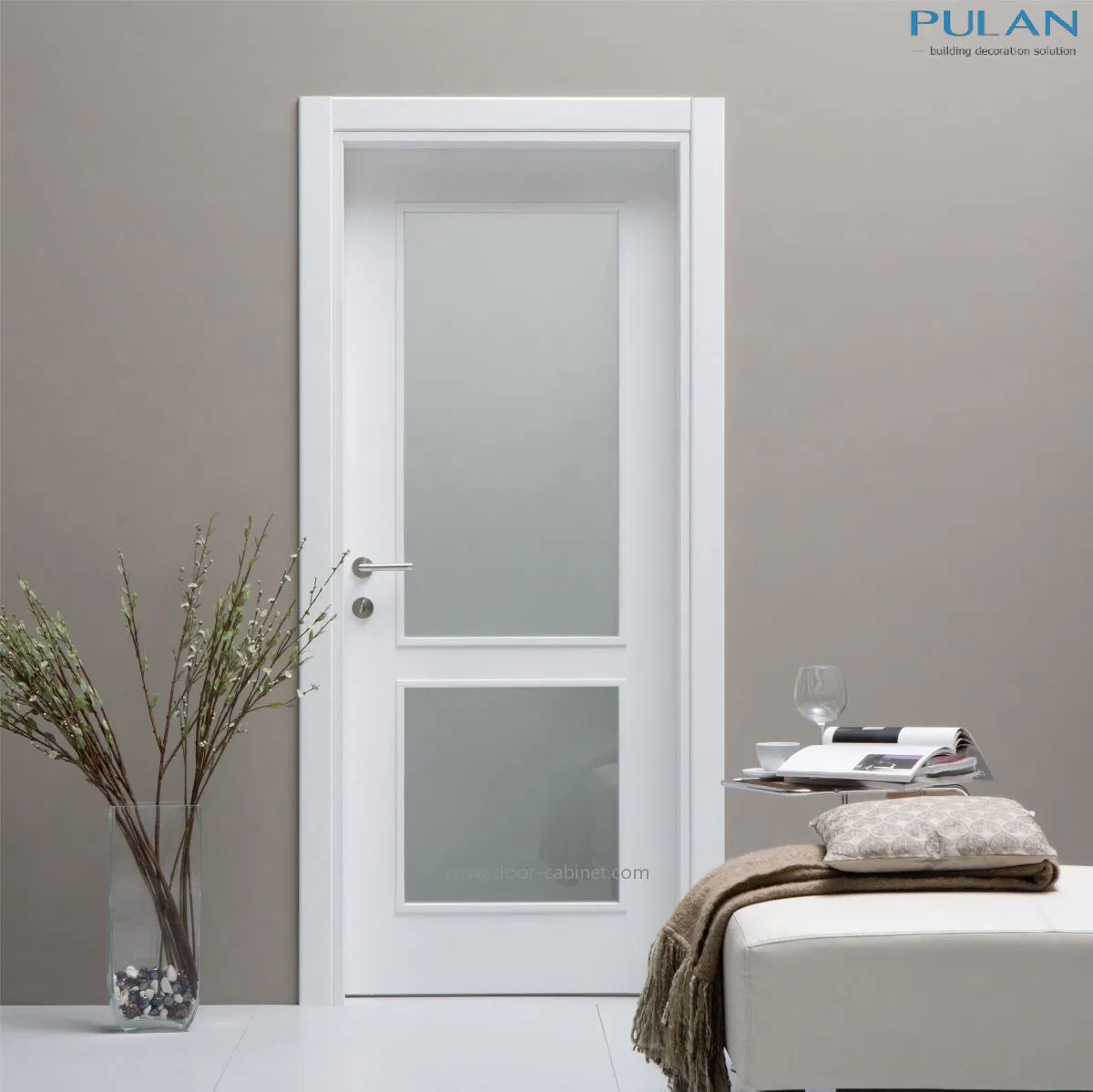 Chinese Factory Classic Glazed Grained PVC Covering Wooden Door