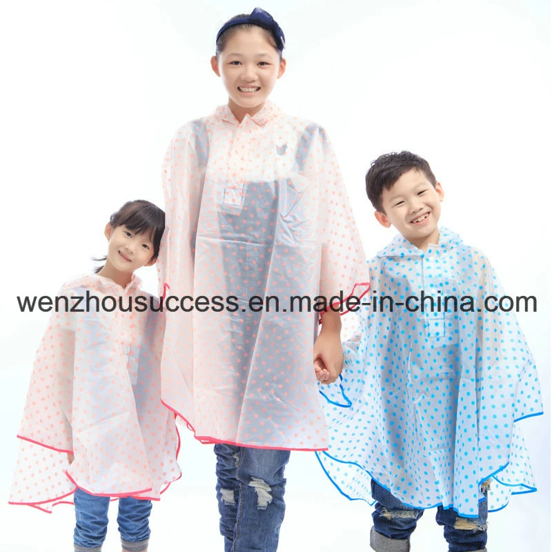 Kids Polyester Printed Waterproof Coated Rain Poncho