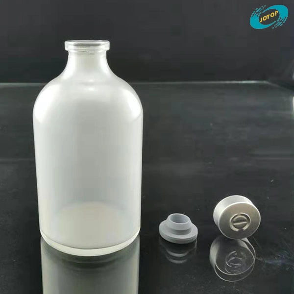 100ml Molded Antibiotics Amber Glass Bottle with Rubber Closure and Lid