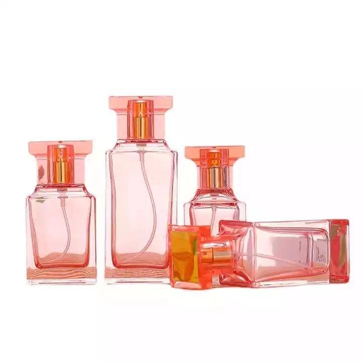 Sqaure Glass Material Perfume Bottle 30ml 50ml 100ml Luxury Colorful Fragrance Parfum Bottles