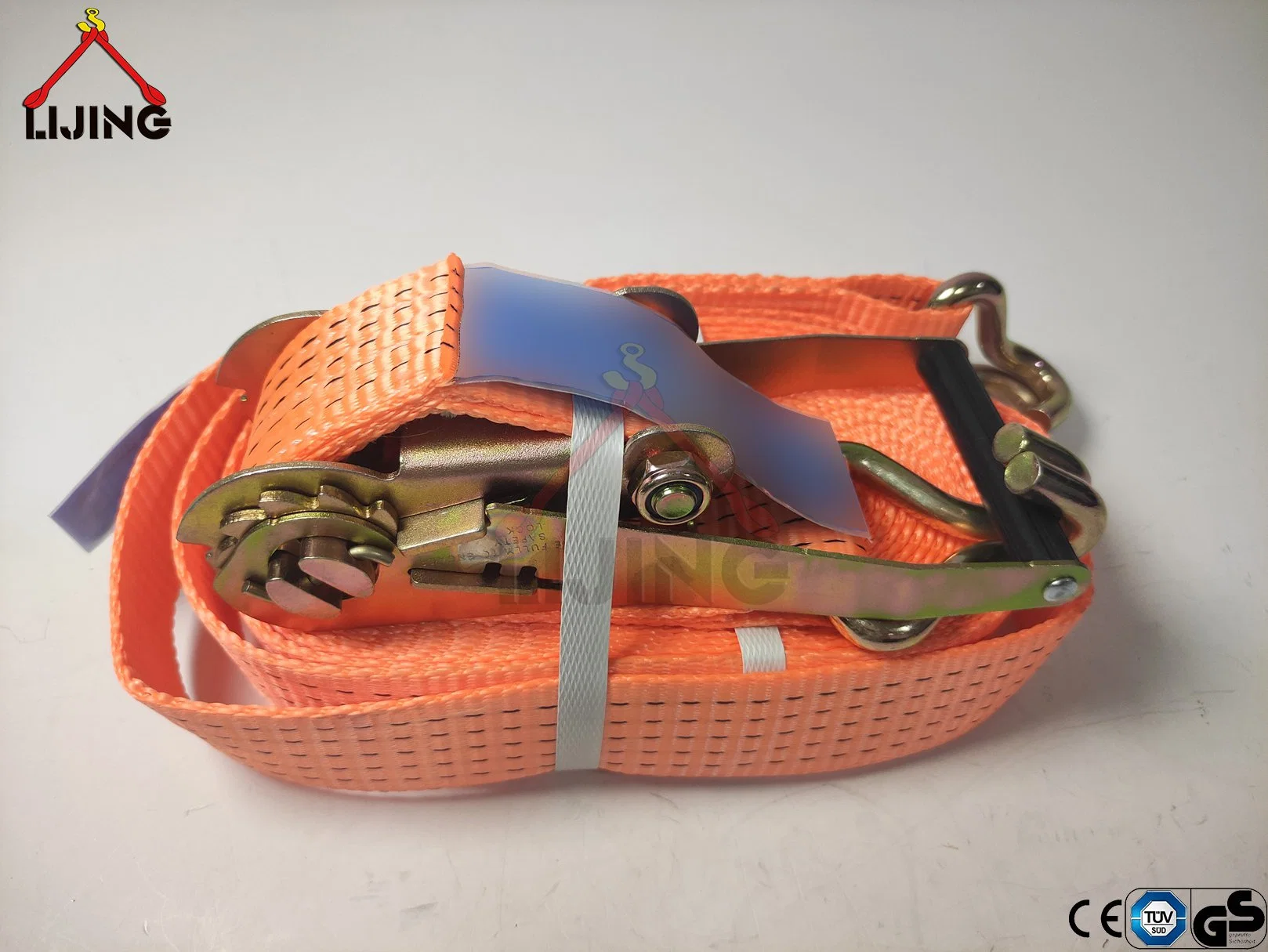 50mm 5t 12m Orange Ratchet Tie Down Cargo Strap with Double J Hook