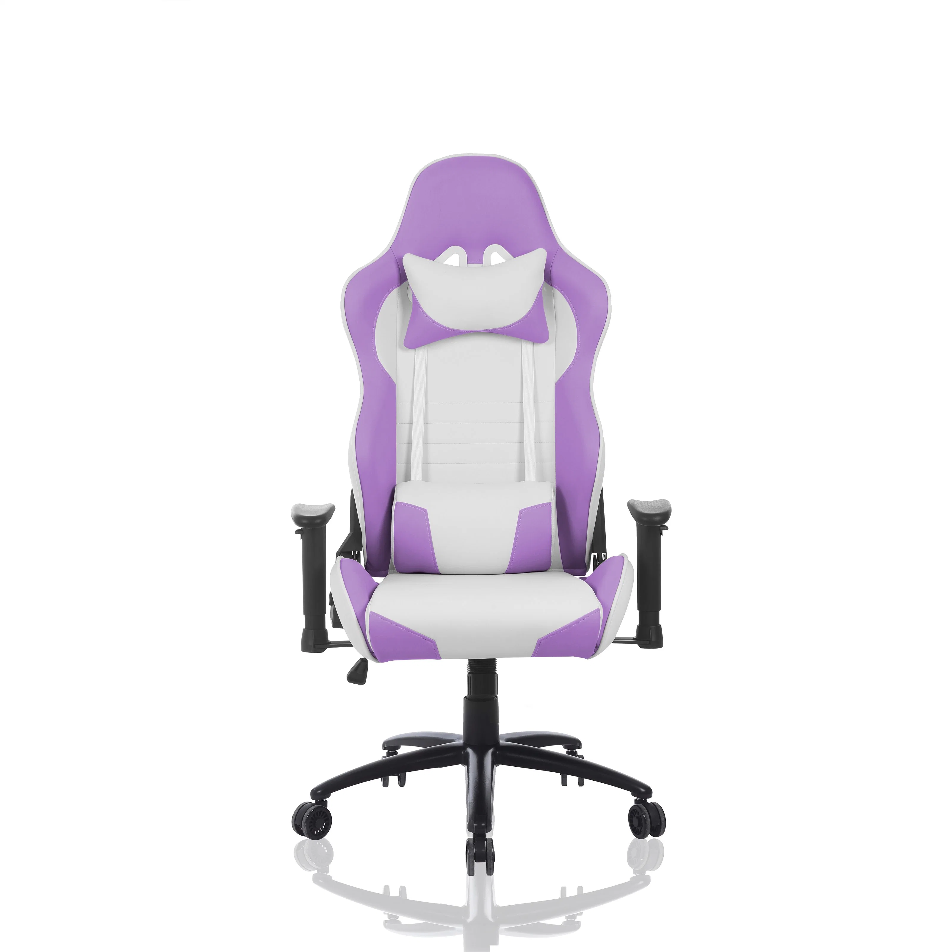 Chaise de jeu vidéo personnalisée de couleur violette avec base en métal.