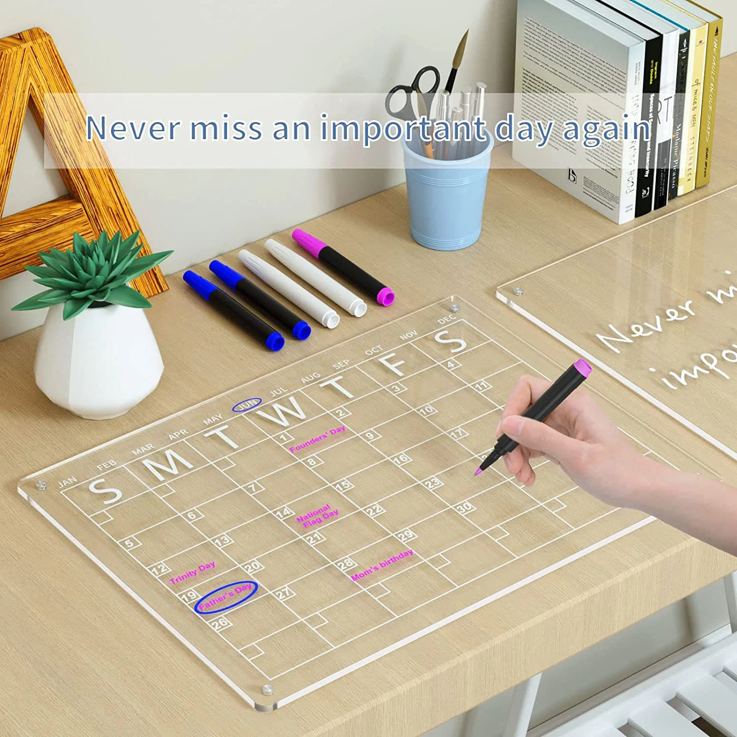 Acrylic Magnetic Dry Erase Board for Fridge 2 Set