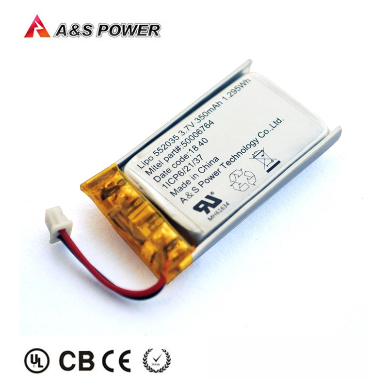 Customized 3.7V 552035 350mAh Rechargeable Lipo Battery Li Polymer Battery with Kc Certificate