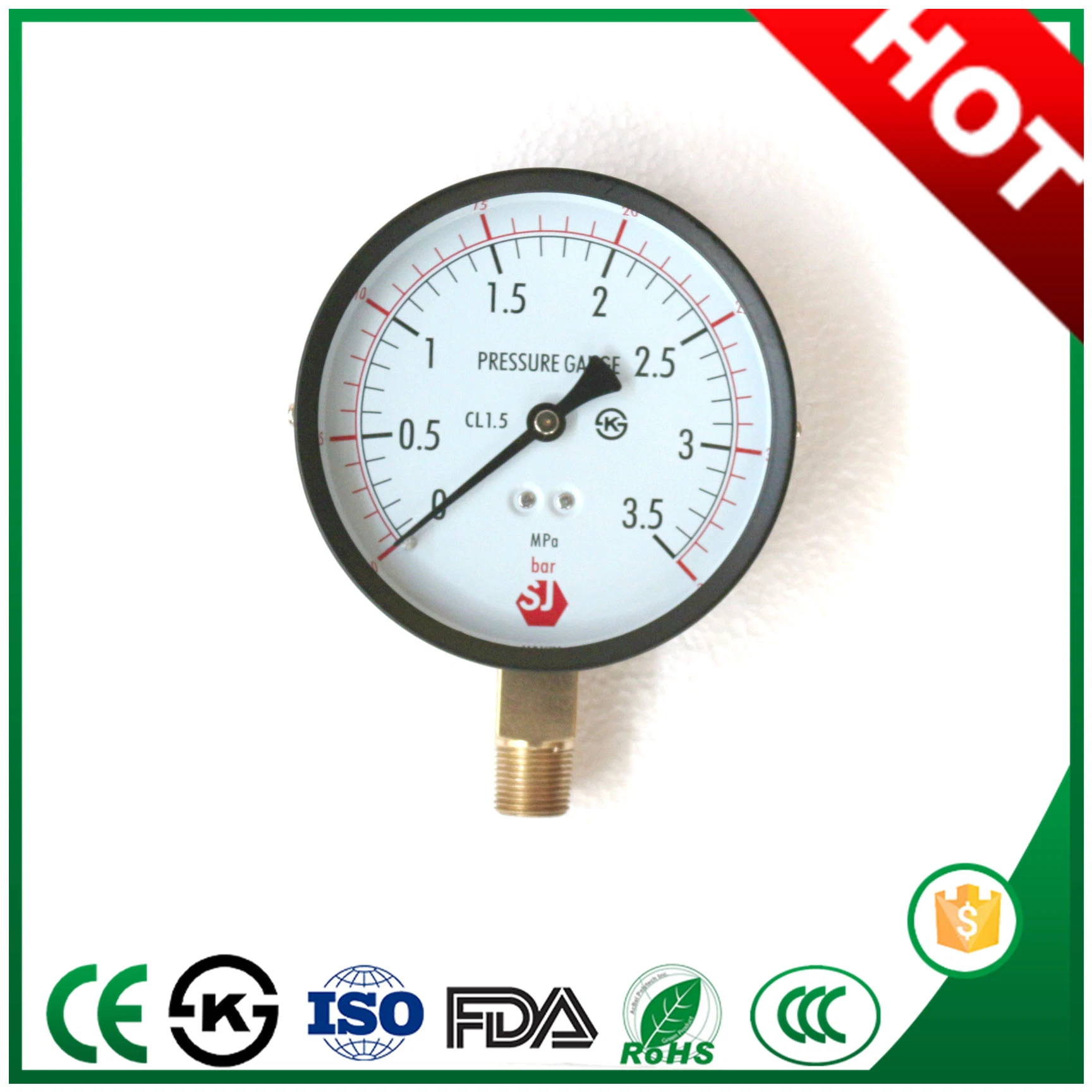 60mm Pressure Gauge for Exporting with Bottom Connection