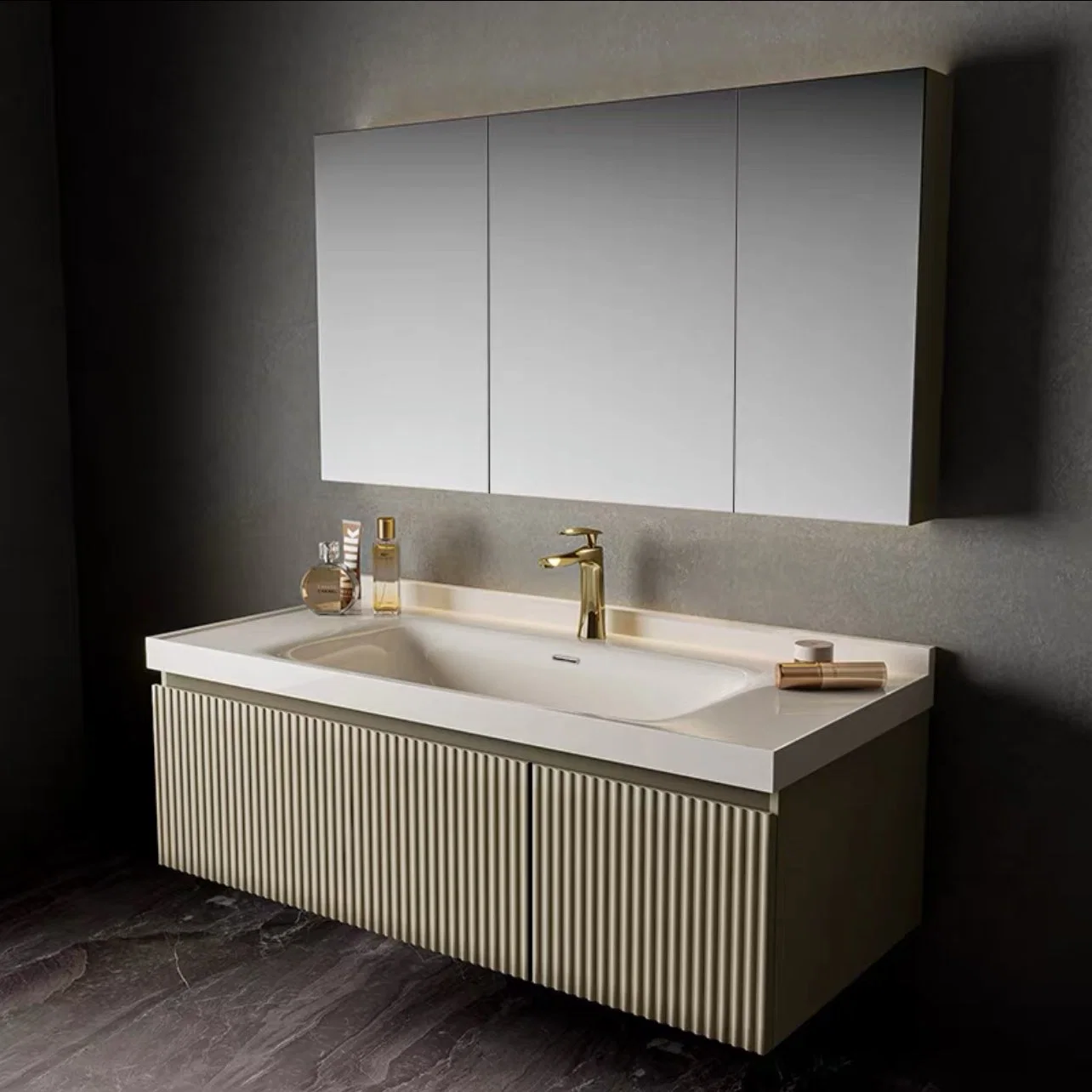 Cuarto de baño de lujo de la luz de la combinación de madera maciza Simple moderno cuarto de baño Wc armario de Lavabo tabla de lavar