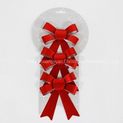 2pcs PVC Laser rouge Bowknot Festival de cadeau de Noël Décoration