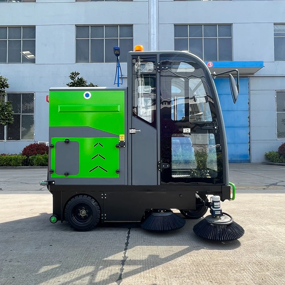 4 rueda pura eléctrica cerrada carretera / calle Sweeper de 48V 1500W bomba eléctrica, 10m manguera