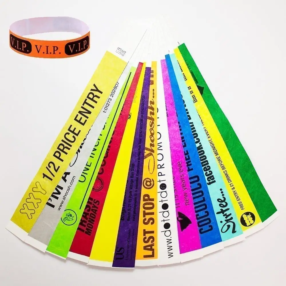 Custom Cheap Colored Printed Tyvek Wrist Band Wristband for Wvent Party Bracelet