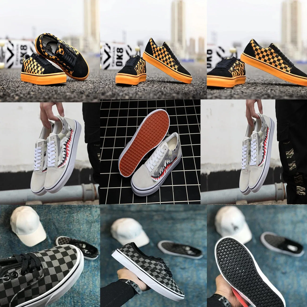 Dropshipping Wholesale/Supplier Bape 17ss Shark Mouths Californiadept Lattice Chessboard Putian Canvas Shoes