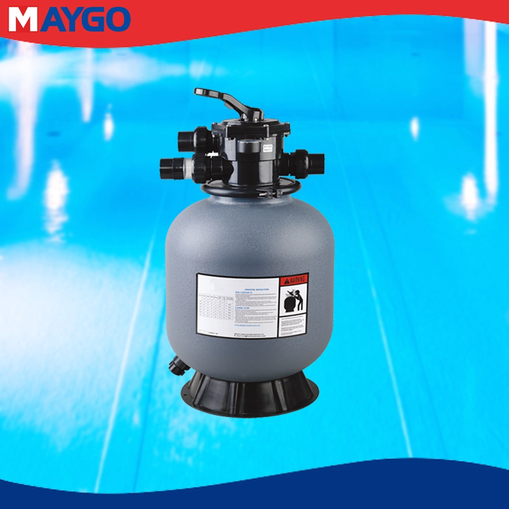 Suministro de la fábrica Maygo 2504 Serie 21"/500mm de montaje superior de la arena de plástico PE Filtro de agua para piscina con válvula de 1,5"