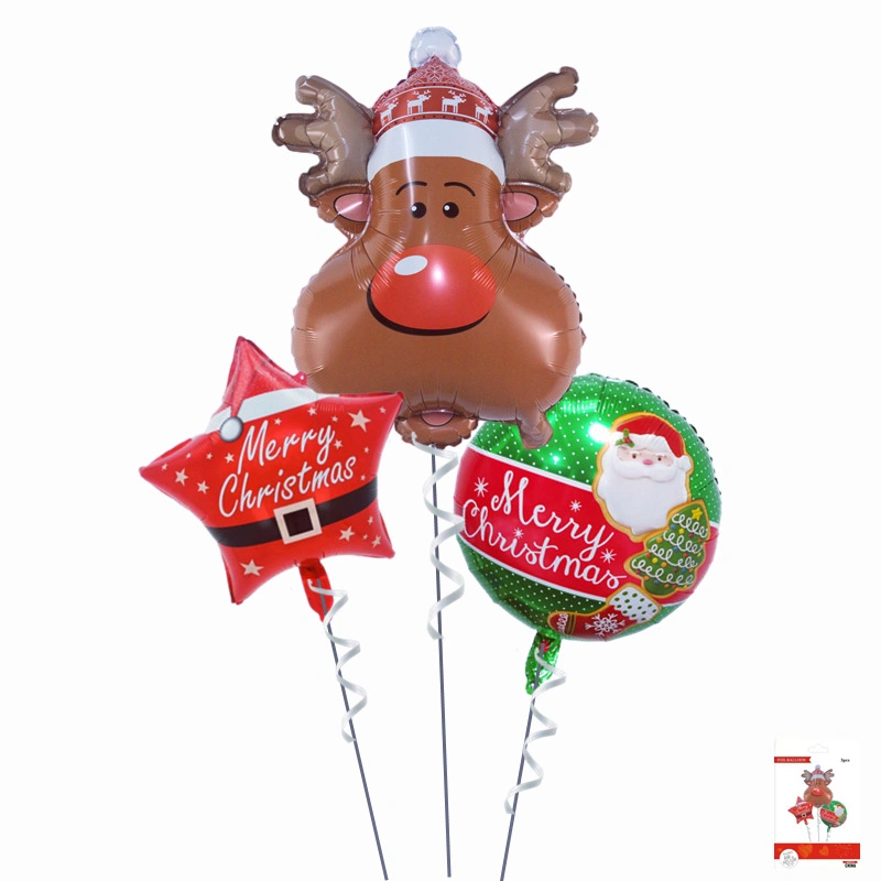 Cartoon Christmas Hat Bell Gift Box Aluminum Foil Balloon Set Christmas Background Decoration