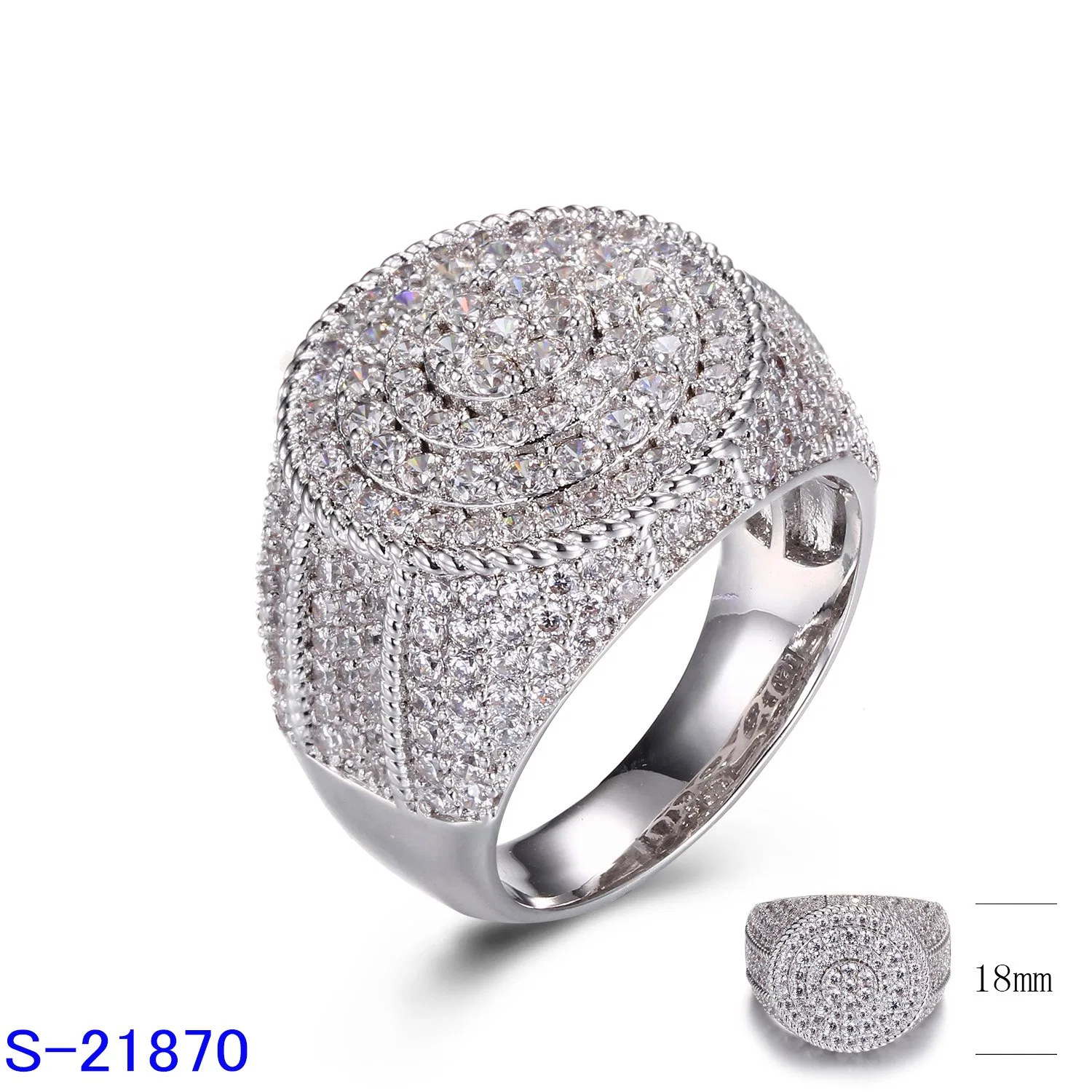 Wholesale/Supplier 925 Sterling Silver Fashion Hip Hop Pop Jewelry Micro Pave Zircon Stone Ring for Men