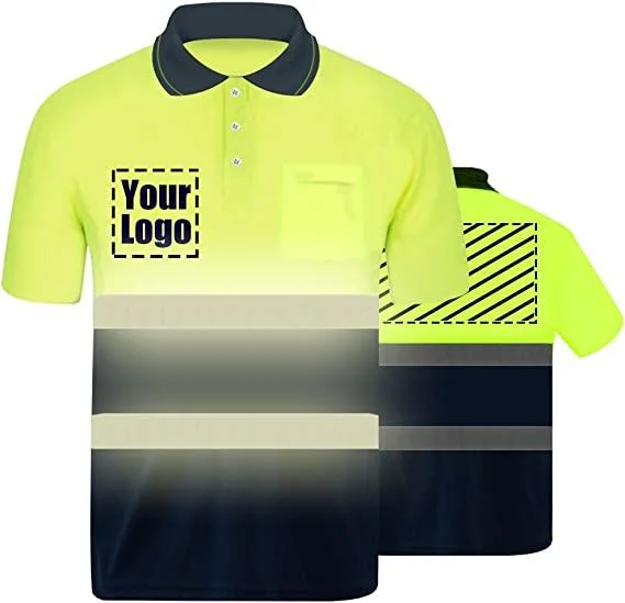 Custom Uniform High Visibility Reflective Safety Polo Shirt 3m Refliection Workplace Dress T Shirt Outdoor Workwear