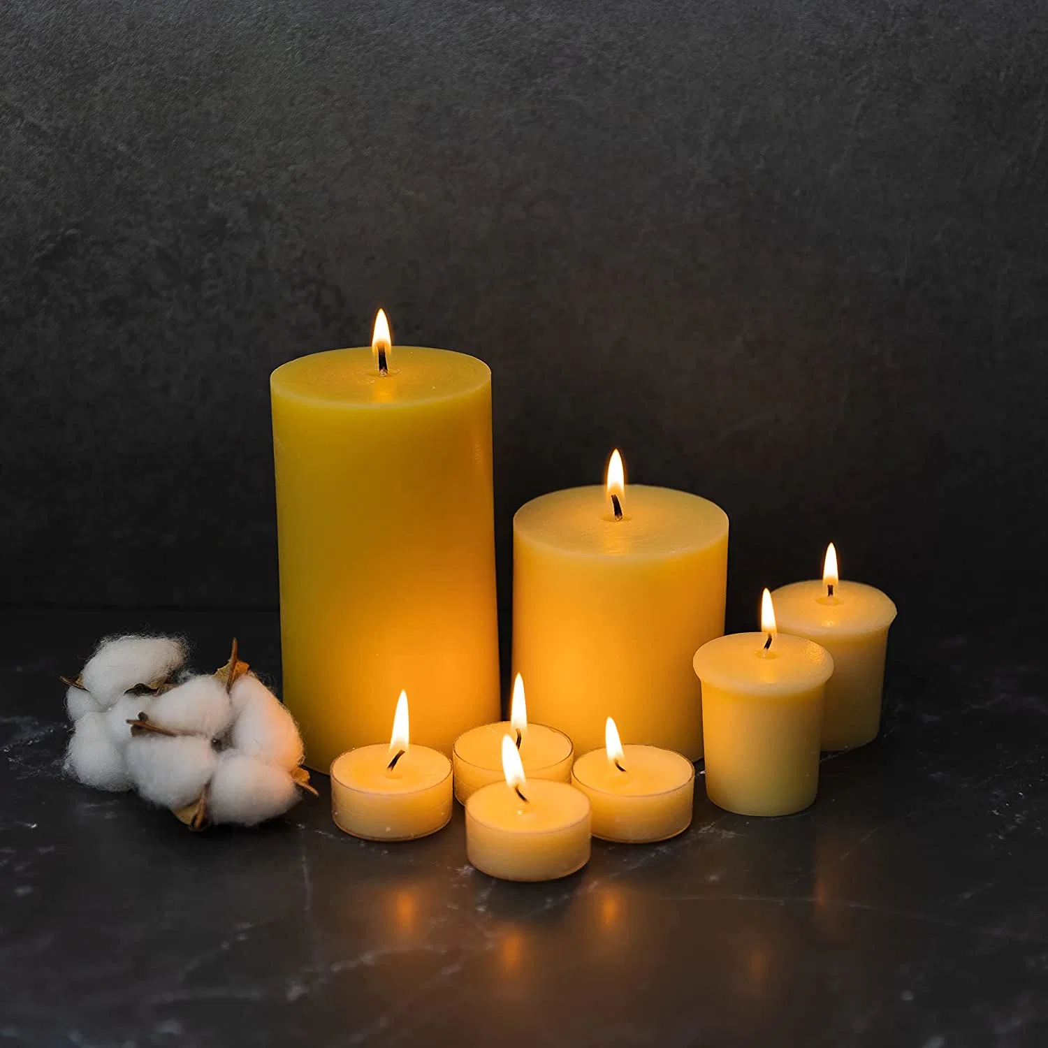 Cera de abejas pura Pilar velas 2X4 Pulgadas amarillo de 30 horas de la quema de velas artesanales