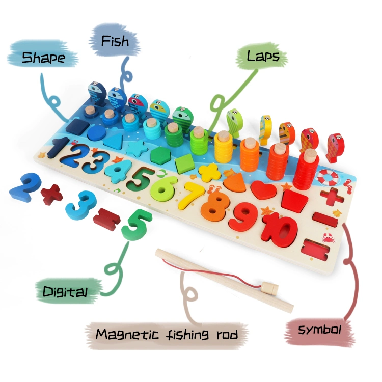 Hölzerne Montage Digitale Bausteine Angelspiel Pädagogische Matching Lehre Spielzeug