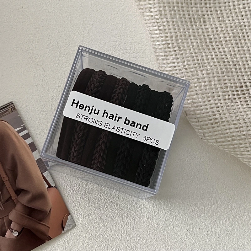 8PCS/50PCS Black Brown Hair Ties Ponytail Holders Hair Accessories Elastic Hair Bands