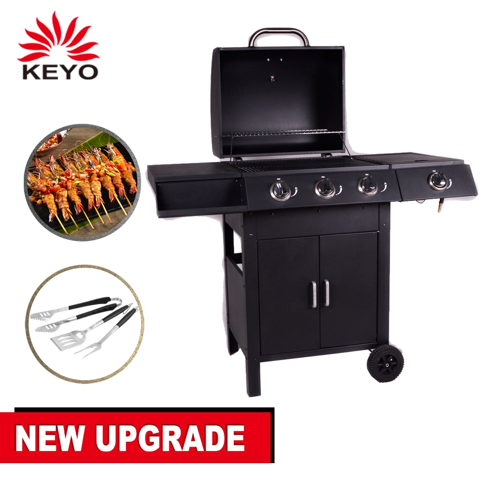 Outdoor Portable Four Burner Black Barbecue BBQ Gas Grill