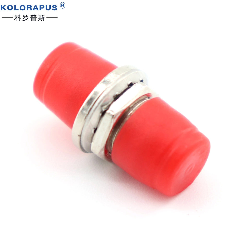 Fiber Coupler FC Round Singlemode Flange Fiber Optic Cable Adapter Connector (Red)