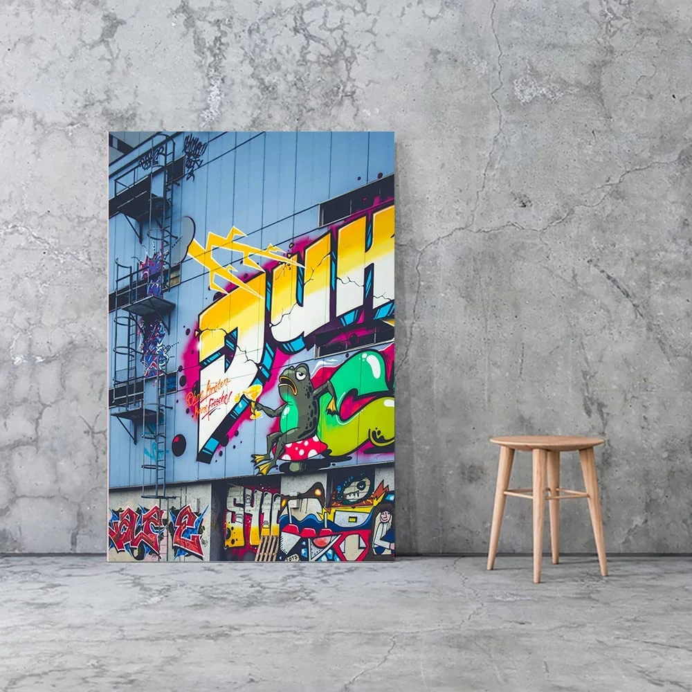 Fabrik Heißer Verkauf Trinken Frosch Banksy Graffiti Wandkunst Bunt Leinwandbild Modern Home Wanddekor Malerei Galerie Gewickelt Wohnzimmer