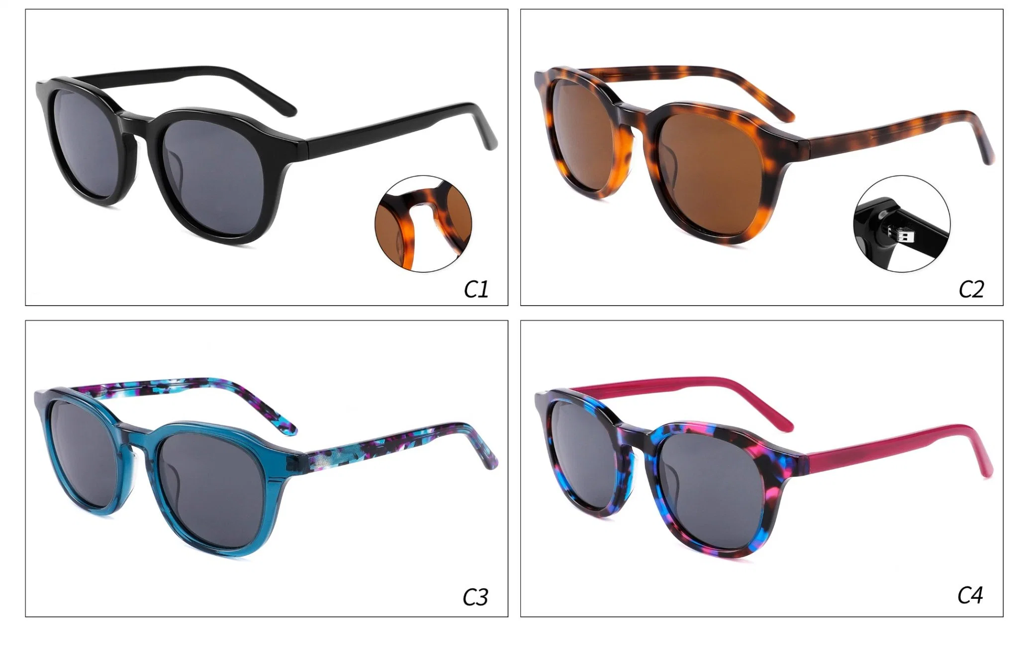 Polarizado personalizado de alta calidad de acetato de gafas de sol Gafas de sol