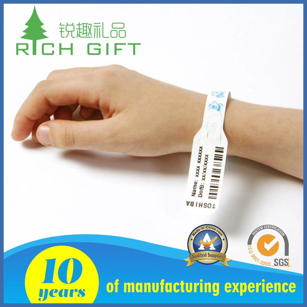 Custom Printing One Time Use Vinyl/Tyvek Paper Identification Wristband Bracelet for Hospital