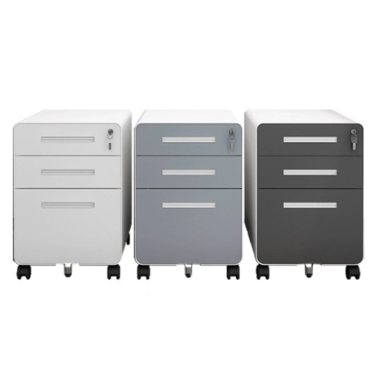 Kundenspezifisches Büromöbel Runde Kante 3 Schubladen Stahl Beweglich Feile Schrank Unter Schreibtisch