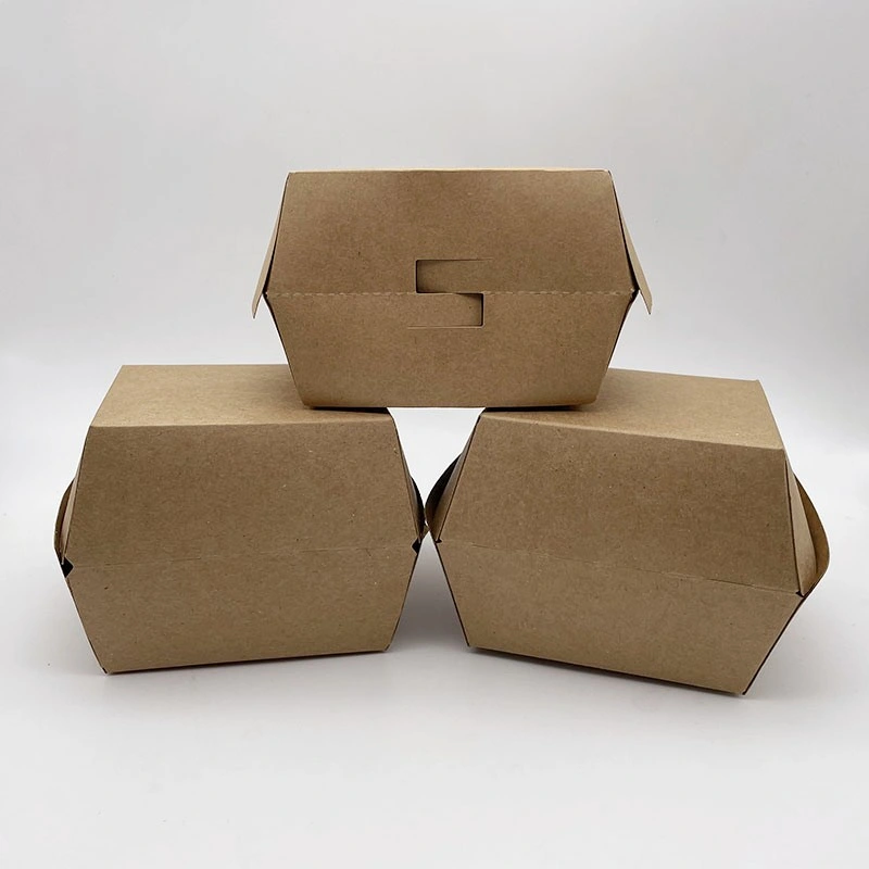 Imprimir Caja de Embalaje de papel desechable para hamburguesas y chips fritos Takeaway