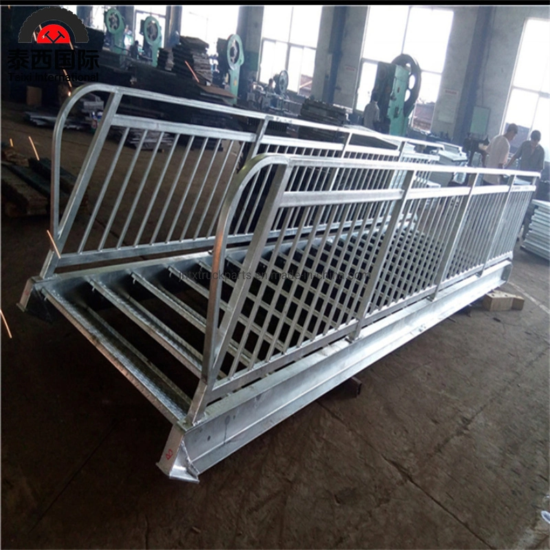 Metal Outdoor Galvanized Stair with Balustrades & Handrails Industrial Safety Steel Ladder