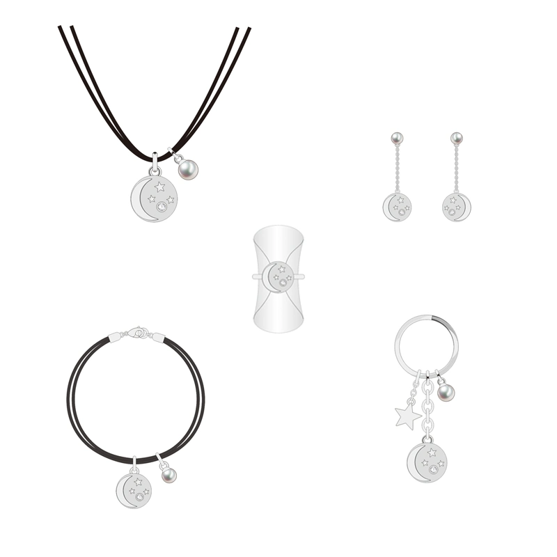 Neue stilvolle Kristall Sterne und Mond Formen Schmuck-Set