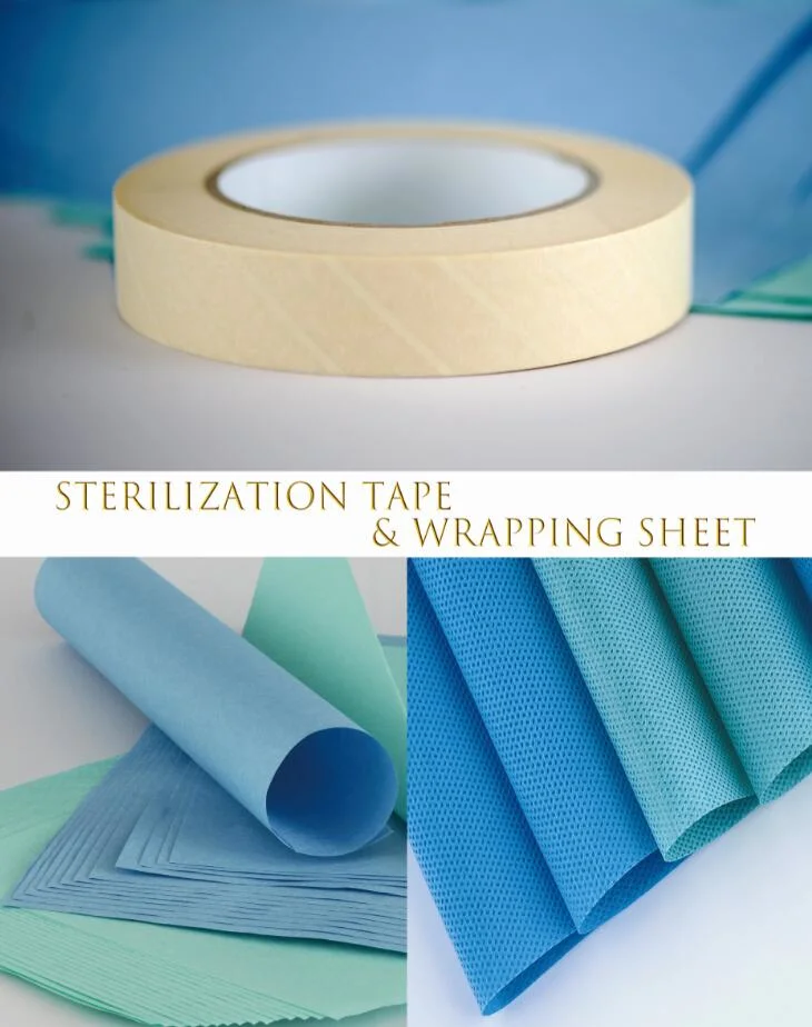 Einweg-Medical Autoklave Square Crepe Sterilisation Verpackung Papier mit verschiedenen Farben