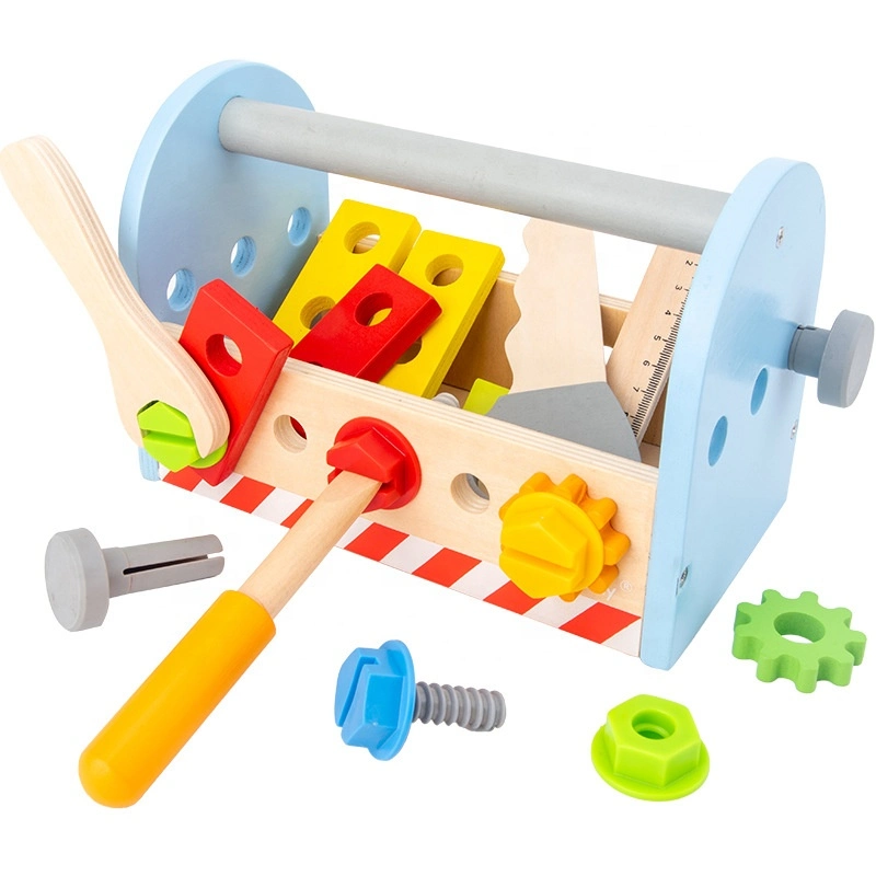 الأطفال الخشب التعليم مجمع الأدوات مجموعة أدوات اللعب متعددة الوظائف التظاهر اللعب صندوق الأدوات الخشبي للأدوات اللعبة Emulational Toolbox مع الملحقات الغنية