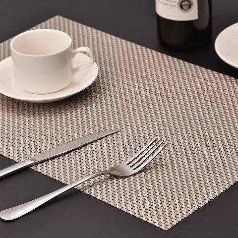 PVC Non Slip Heat Insulation Kitchen Table Place Mat Rectangle Weave Luxury Place Mats