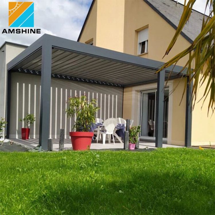 Techo de aluminio ajustable personalizado con rejilla sistema Bioclimático Pavilion impermeable exterior Kit de pérgola de aluminio motorizado Gazebo