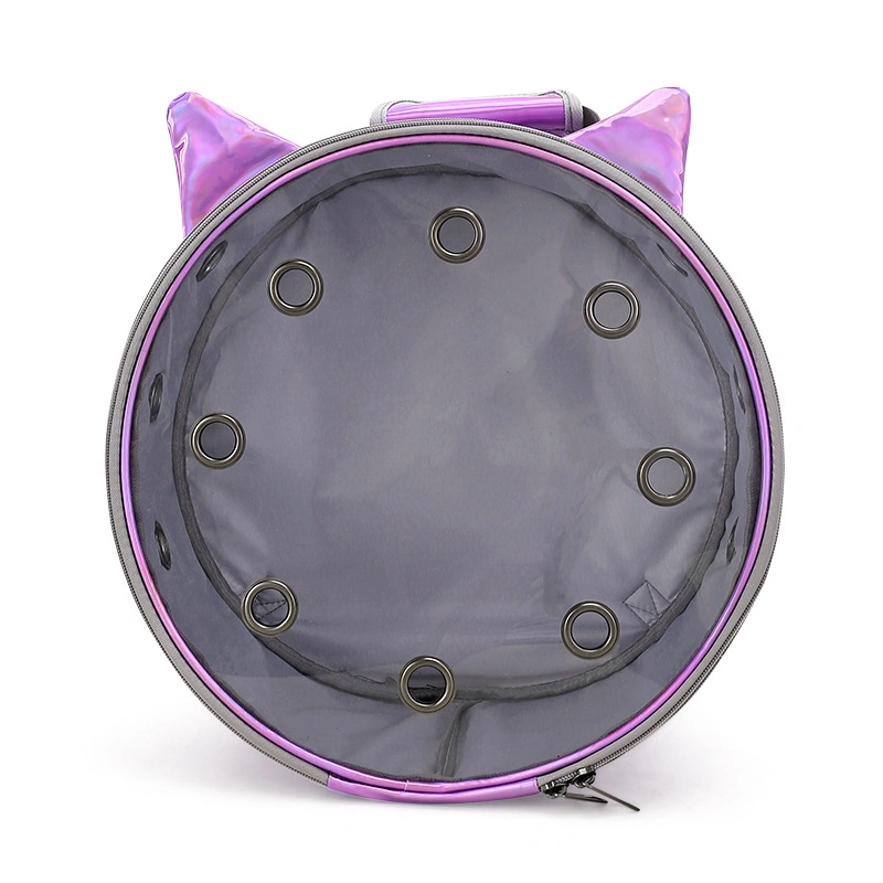 Outdoor Cat Ears Shape Cat Bag Transparent Cat Backpack Round Kitty Carrier Bag