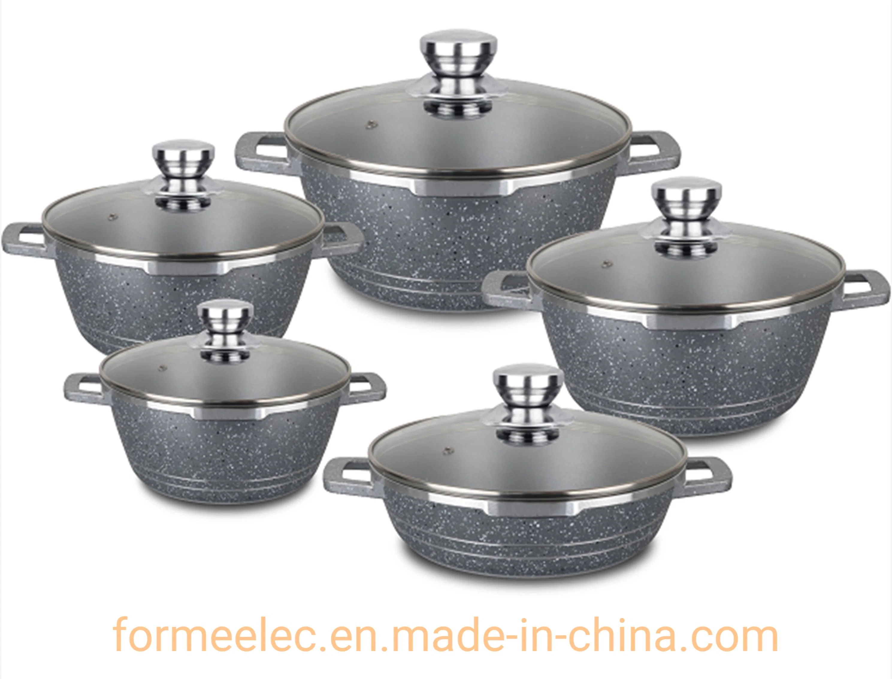 Stewpot 10pcs conjunto de utensilios de cocina cazuela de aluminio de recubrimiento cerámico granito menaje de cocina