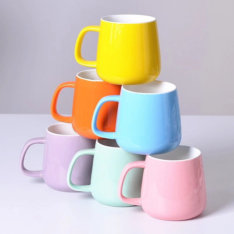 Ceramic Mug Porcelain Dinnerware Pure Glazed Cup Teaset Kitchen Utensils Decoration with Customized Color Pattern Logo and Design