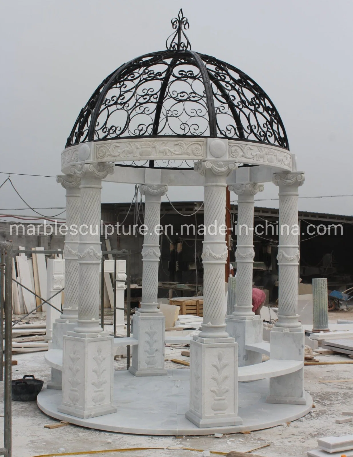 Garden Decoration Exquisite Style Stone Sculpture Marble Gazebo (SYMG-011)