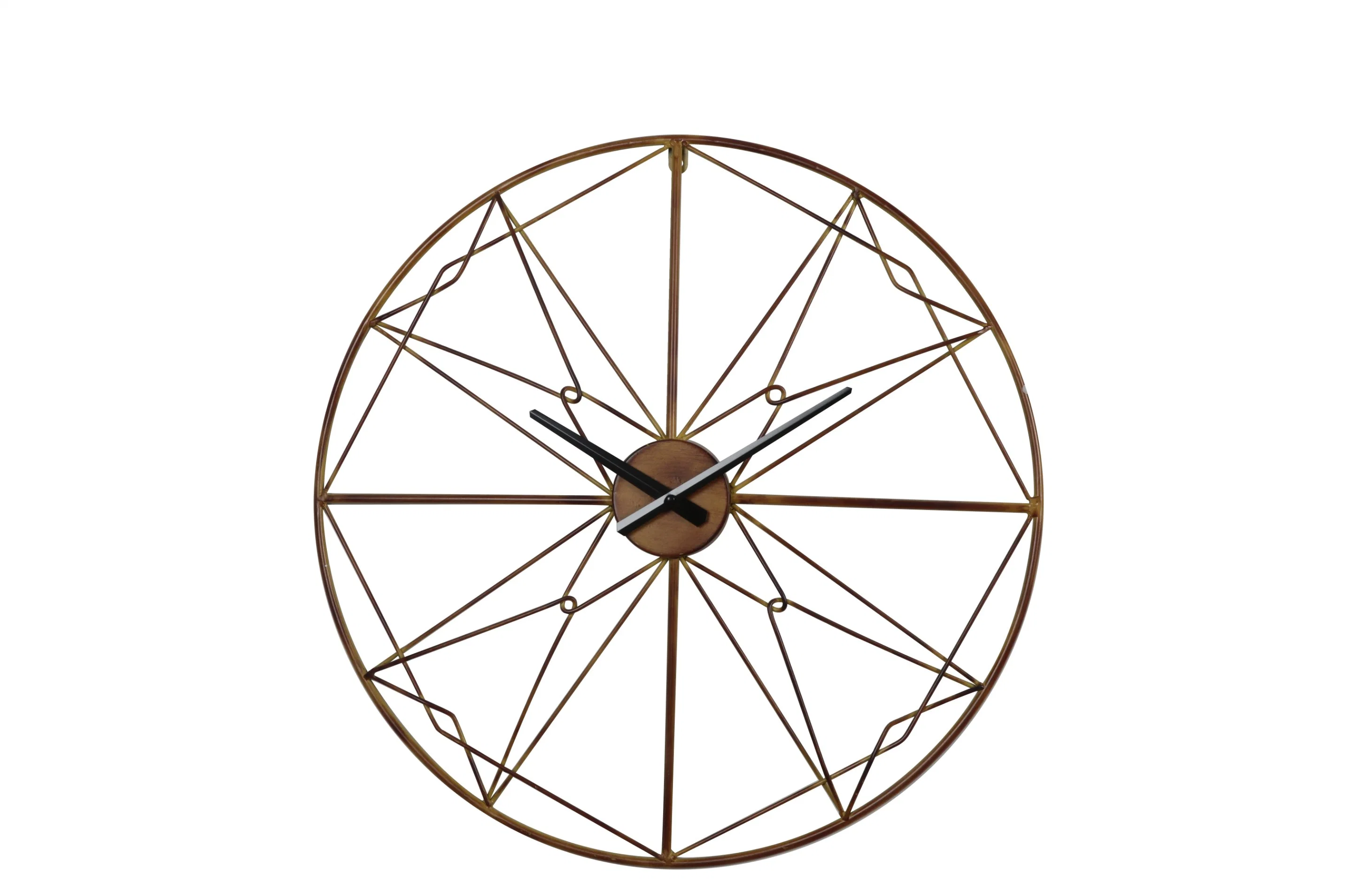 Metal Wire Decorative Wall Clock Elegant Design for Home & Living Room with Brown Powder Coating Finishing Premium Quality