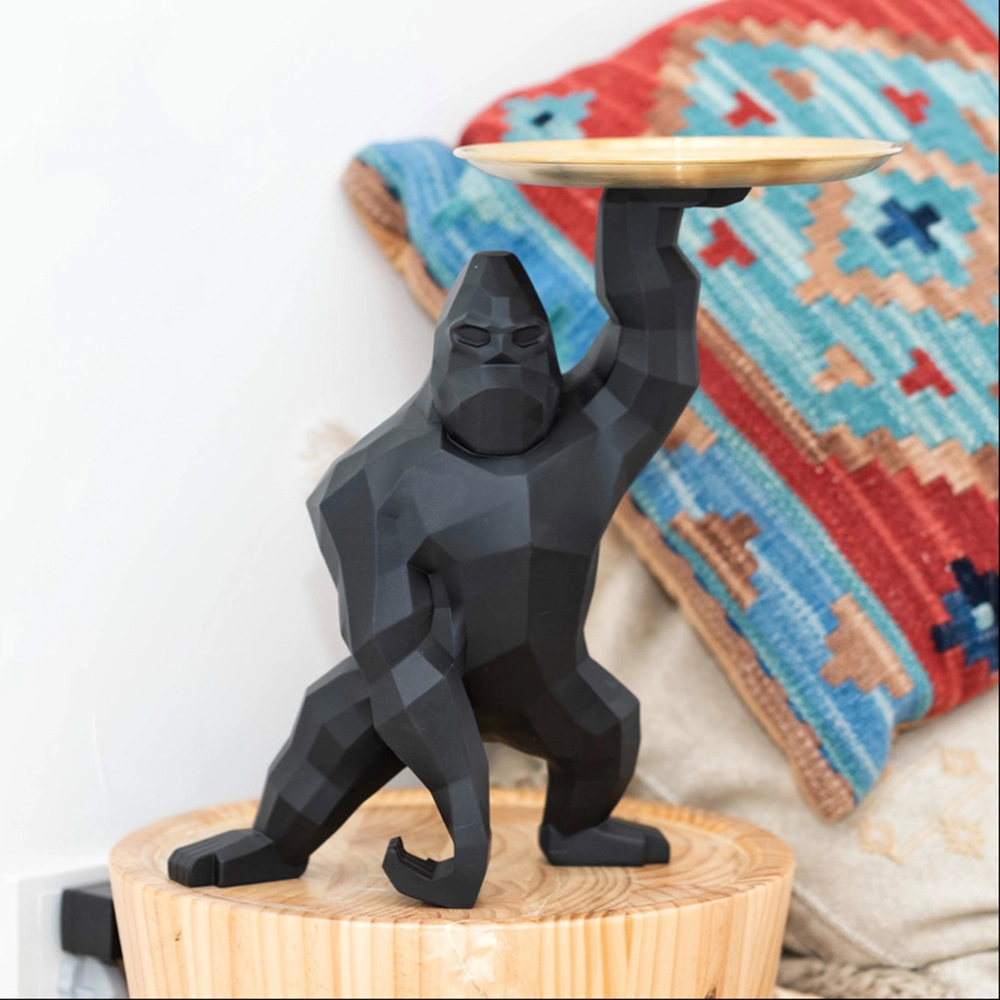 Moderne Kunst Tier große Harz Wild Kingkong Statue Tablett für Inneneinrichtung