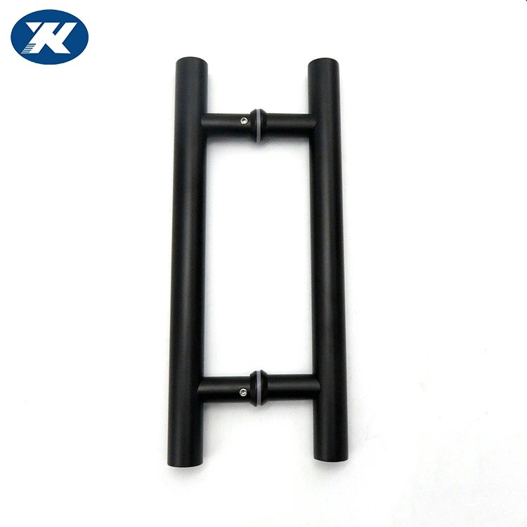 Large Entry Long Hollow H Shape Tube Stainless Steel Round Black Ladder Glass Door Pull Handle