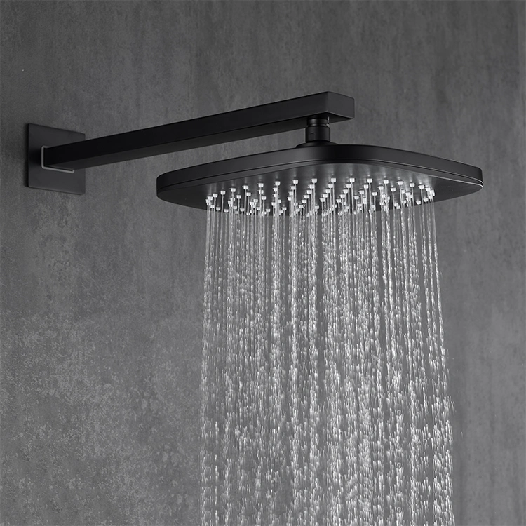 Upc Matt Black Wall-Mount Wall Mounted Save Water Rain Bathtub Brass Shower Mixer Tap for Bathroom